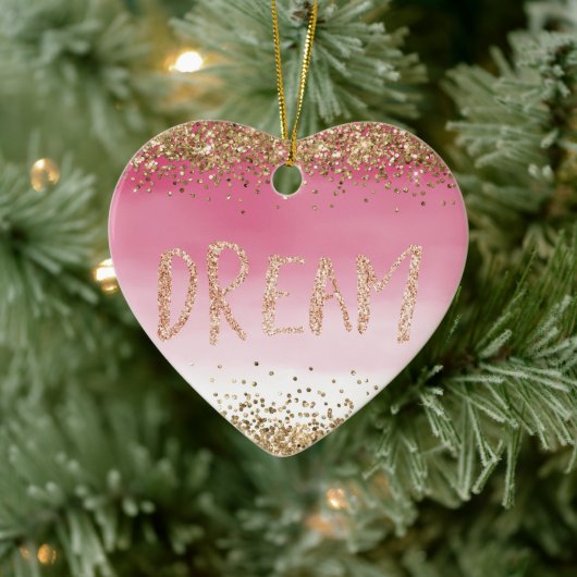 Gold Sparkle Pink Ombre Glitter Dream Keramisch Ornament (Boom)