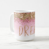 Gold Sparkle Pink Ombre Glitter Dream Koffiemok (Voorkant links)
