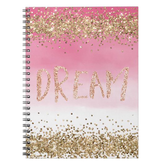 Gold Sparkle Pink Ombre Glitter Dream Notitieboek (Voorkant)