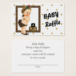 Gold Sparkle Polka Dot Diaper Raffle Visitekaartjes