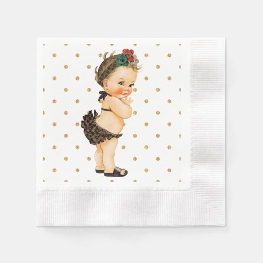 Gold Sparkle Polka Dot Paper Napkin Baby Servet (Voorkant)