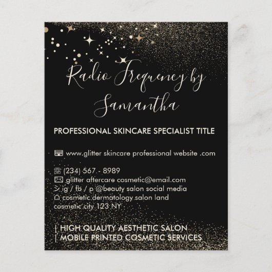 Gold Sparkle Radio Frequency Skin Aftercare Budget Flyer (Voorkant)