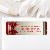 Gold Sparkle Red Bow Elegant Glam Holiday Etiket (Insitu)