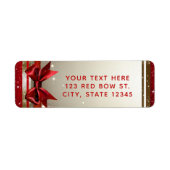 Gold Sparkle Red Bow Elegant Glam Holiday Etiket (Voorkant)