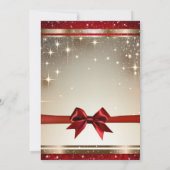 Gold Sparkle Red Bow Elegant Glam Holiday Kaart (Achterkant)