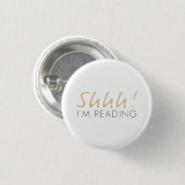 Gold Sparkle Shhh! Ik leest Button (Voorkant /achterkant)