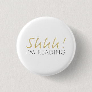 Gold Sparkle Shhh! Ik leest Button
