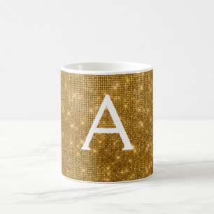 Gold Sparkle Shimmer Monogram Naam en Initiaal Koffiemok