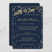 Gold Sparkle Sky Navy Blue Bar Mitswa Kaart (Voorkant / Achterkant)