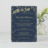 Gold Sparkle Sky Navy Blue Bar Mitswa Kaart (Staand voorkant)