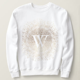 Gold Sparkle Snowflake Monogram Trui