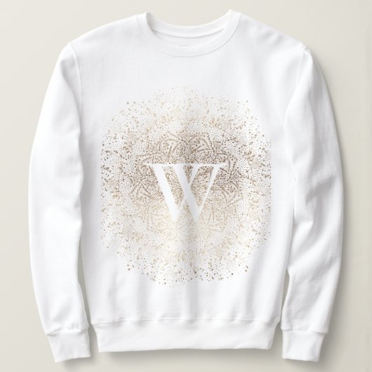 Gold Sparkle Snowflake Monogram Trui (Design voorkant)