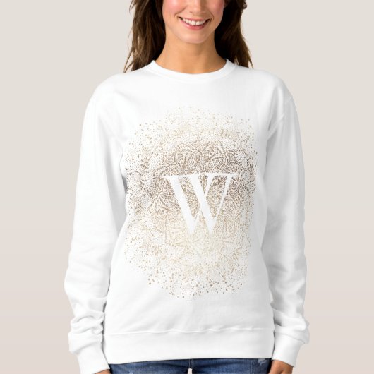 Gold Sparkle Snowflake Monogram Trui (Voorkant)