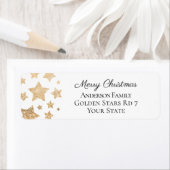 Gold sparkle Star Kerstmis Vakantie wit Etiket (Insitu)