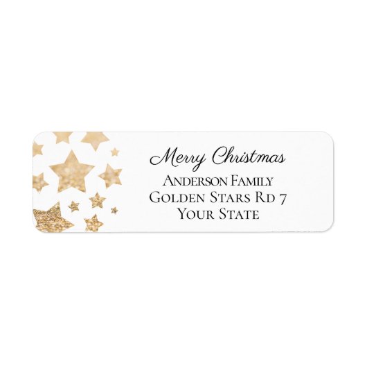 Gold sparkle Star Kerstmis Vakantie wit Etiket (Voorkant)