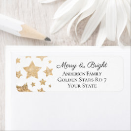 Gold sparkle Star Kerstmis Vakantie wit Etiket