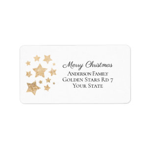Gold sparkle Star Kerstmis Vakantie wit Etiket