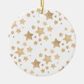 Gold sparkle Star Kerstmis Vakantie wit Keramisch Ornament (Voorkant)