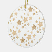 Gold sparkle Star Kerstmis Vakantie wit Keramisch Ornament (Links)