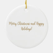 Gold sparkle Star Kerstmis Vakantie wit Keramisch Ornament (Achterkant)