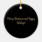 Gold sparkle Star Kerstvakantie Monogram zwart Keramisch Ornament (Achterkant)