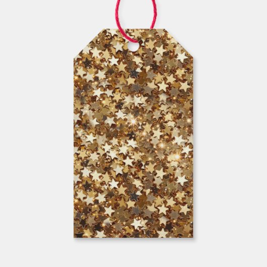 Gold Sparkle Stars Cadeaulabel (Achterkant)