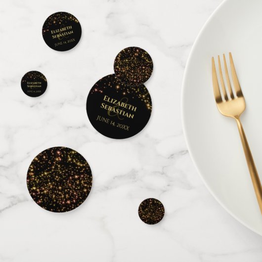 Gold Sparkle Stars Elegant Festive Black Wedding Confetti (Groep)