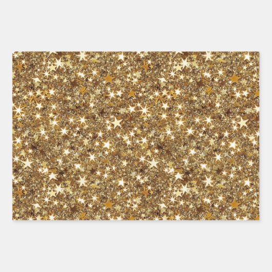 Gold Sparkle Stars Inpakpapier Vel (Voorkant 3)
