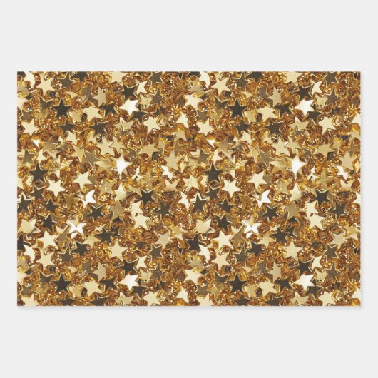 Gold Sparkle Stars Inpakpapier Vel (Voorkant 2)