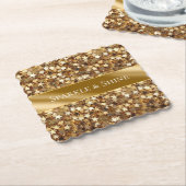 Gold Sparkle Stars Kartonnen Onderzetters (Gebogen)
