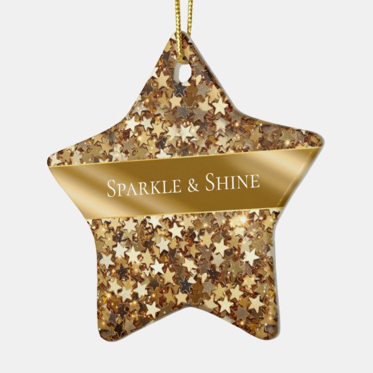 Gold Sparkle Stars Keramisch Ornament (Links)