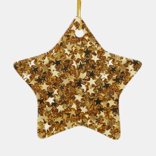 Gold Sparkle Stars Keramisch Ornament (Achterkant)