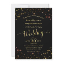 Gold Sparkle Stars op Black Elegant Wedding