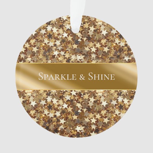 Gold Sparkle Stars Ornament (voorkant)