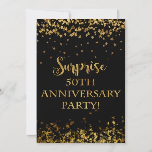 Gold Sparkle Stars Tekst 50e Jubileum Kaart (Voorkant)