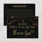 Gold Sparkle Stars word Mijn Bloemenmeisje Kaart (Voorkant / Achterkant)