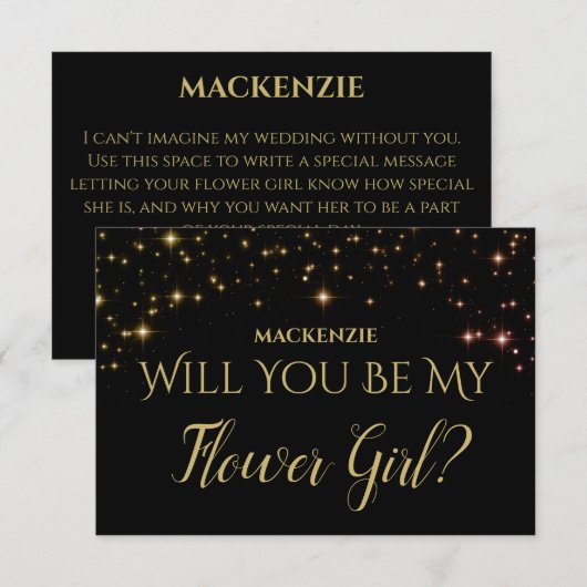 Gold Sparkle Stars word Mijn Bloemenmeisje Kaart (Voorkant / Achterkant)