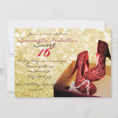Gold Sparkle Sweet 16 Kaart (Voorkant)
