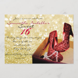 Gold Sparkle Sweet 16 Kaart
