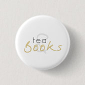 Gold Sparkle Tea en Books Button (Voorkant)