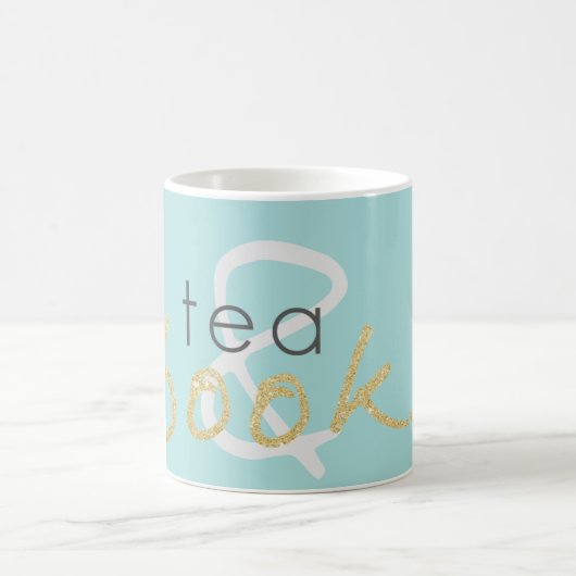Gold Sparkle Tea en Books Coffee Mok (Center)