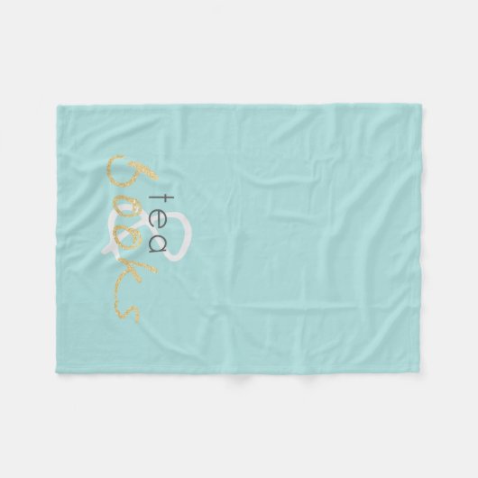 Gold Sparkle Tea en Books Fleece Blanket (Voorkant (Horizontaal))