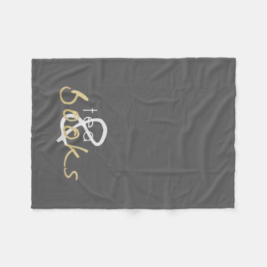 Gold Sparkle Tea en Books Fleece Blanket (Voorkant (Horizontaal))