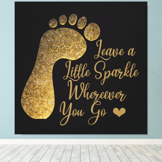 Gold Sparkle waar je ook gaat Canvas Afdruk (Insitu (Houten vloer))