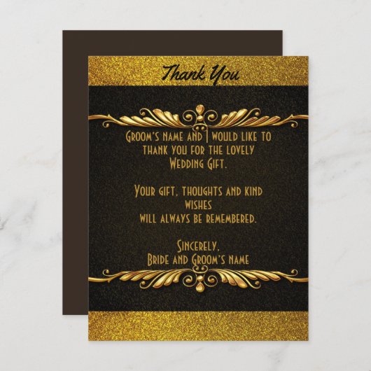 Gold Sparkle Weddenschap Hartelijk dank Kaart (Voorkant / Achterkant)
