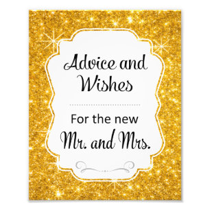 Gold Sparkle Weddenvice and Wishes Sign Foto Afdruk
