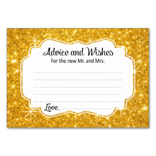 Gold Sparkle Wedding Advies en Wensen Kaarten