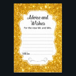 Gold Sparkle Wedding Advies & Wensen Kaart Vertica<br><div class="desc">Deze elegante gouden fonkelende trouwadviezen en wenskaarten zullen de perfecte aanvulling zijn op uw trouwreceptie. Dit ontwerp is voorzien van een sprankelend gouden lijst met de tekst "Advies en wensen voor de nieuwe meneer en mevrouw" in een combinatie van kalligrafische en eenvoudige zwarte lettertypen. De kaart heeft ruimte voor gasten...</div>