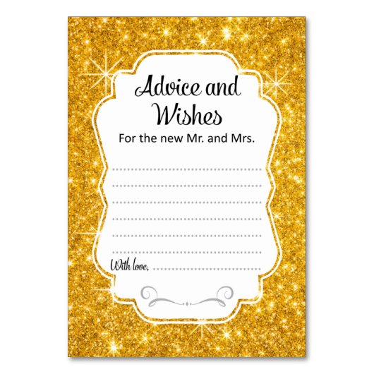 Gold Sparkle Wedding Advies & Wensen Kaart Vertica (Voorkant)