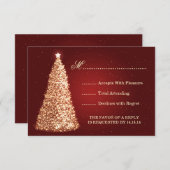 Gold Sparkle Wedding RSVP Red (Voorkant / Achterkant)